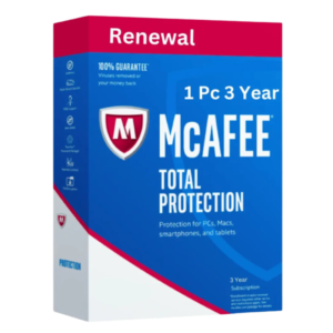 McAfee Total Protection 1 Pc 3 Years Renewal