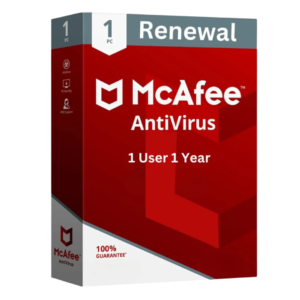 Renew McAfee Antivirus 1 User 1 Year